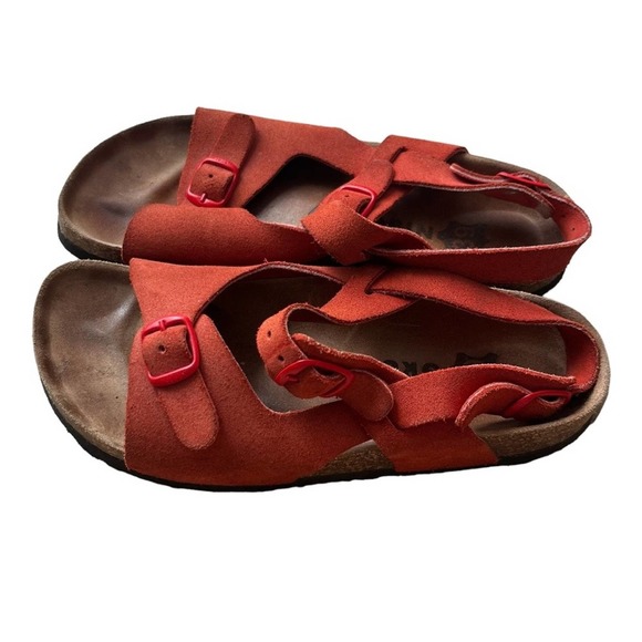 grubin Shoes - Grubin women’s red leather strappy comfort sandals size 39 US 8